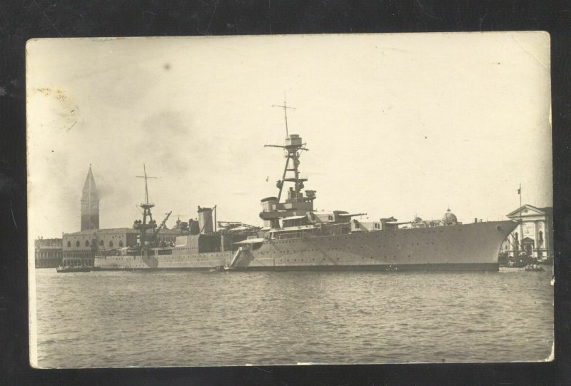 RPPC ITALIAN NAVY BATTLESHIP ITALY MILITARY SHIP VINTAGE REAL PHOTO POSTCARD