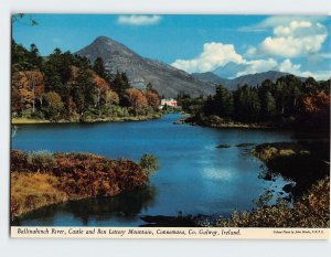 Postcard Ballinahinch River, Castle and Ben Lettery Mountain, Connemara, Ireland