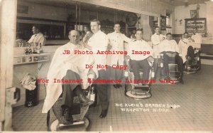 ND, Wahpeton, North Dakota, RPPC, Nic Klein's Barber Shop, Interior View