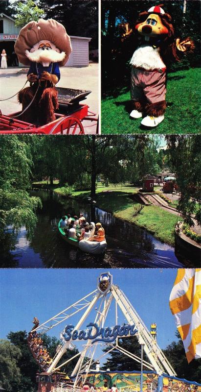 Great Escape Fun Park Lake George c1980s Complete Set of 6 Postcards  I14