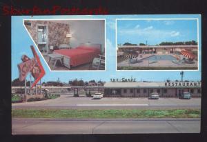 TULSA OKLAHOMA ROUTE 66 SANDS MOTOR HOTEL OLD CARS ADVERTISING POSTCARD