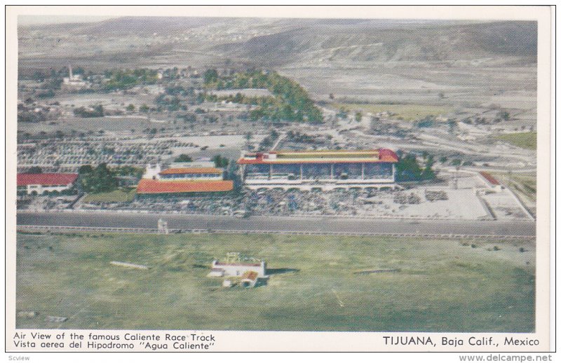 Air view of the famous Caliente Race Track, Tijuana,  Baja Calif.,  Mexico,  ...