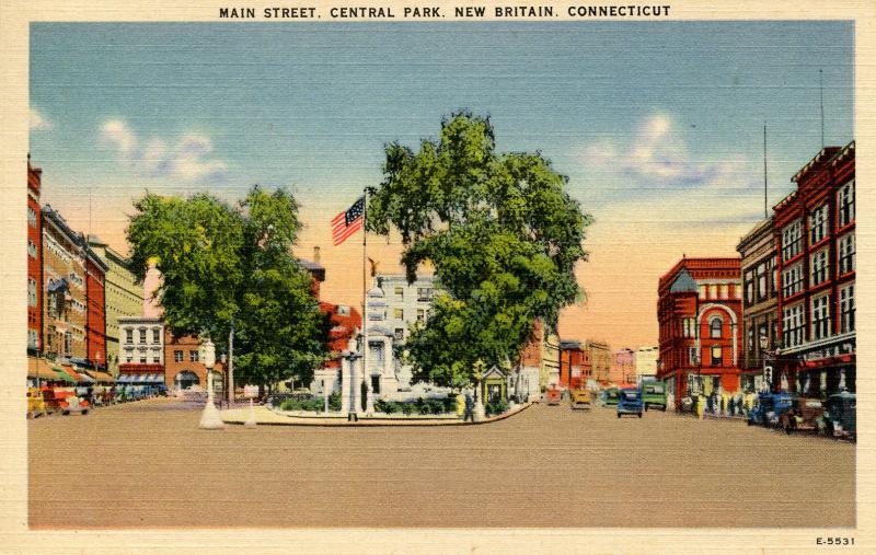 CT - New Britain. Main Street, Central Park