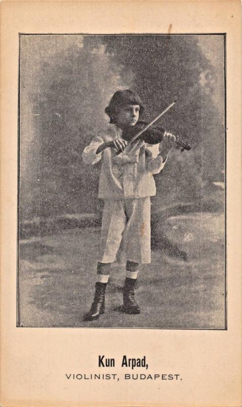 KUN ARPAD~YOUNG VIOLINIST-BUDAPEST HUNGARY POSTCARD 1900s