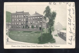 BELLOWS FALLS VERMONT UNITED STATES CREAM SEPARATOR FACTORY VINTAGE POSTCARD