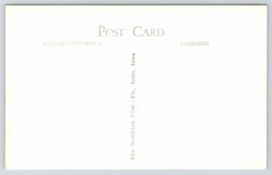 Ames IA~Iowa State College Campus~Memorial Union~Fountain & hedges~1950 RPPC