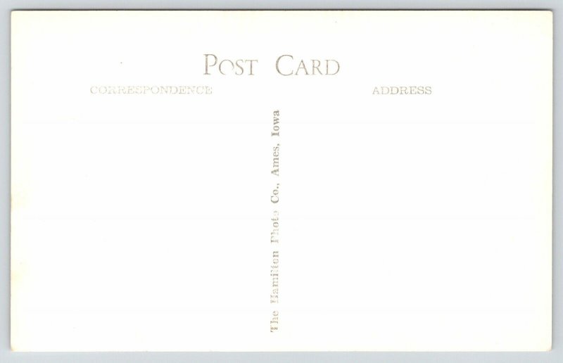 Ames IA~Iowa State College Campus~Memorial Union~Fountain & hedges~1950 RPPC