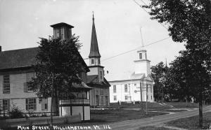 Williamstown Vermont birds eye view down Main St real photo pc Z13086