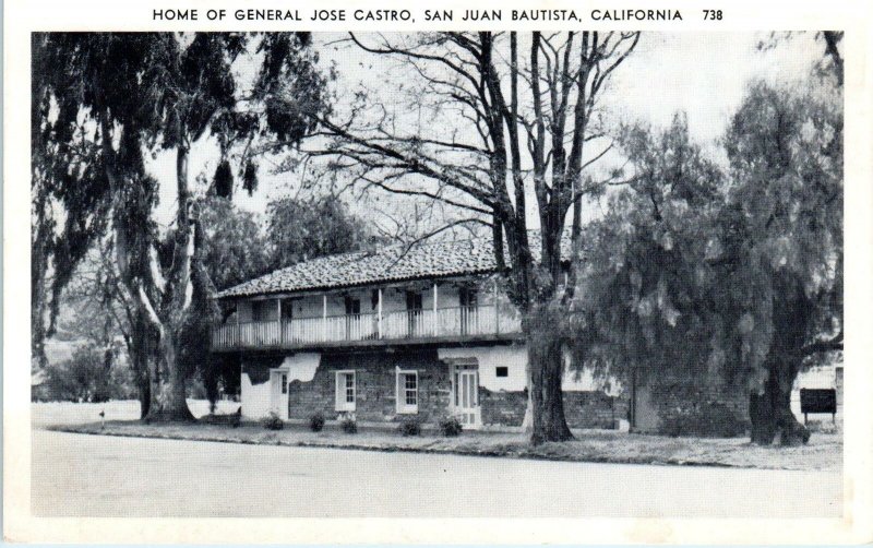 SAN JUAN BAUTISTA, CA   HOME of General JOSE CASTRO  San Benito County  Postcard