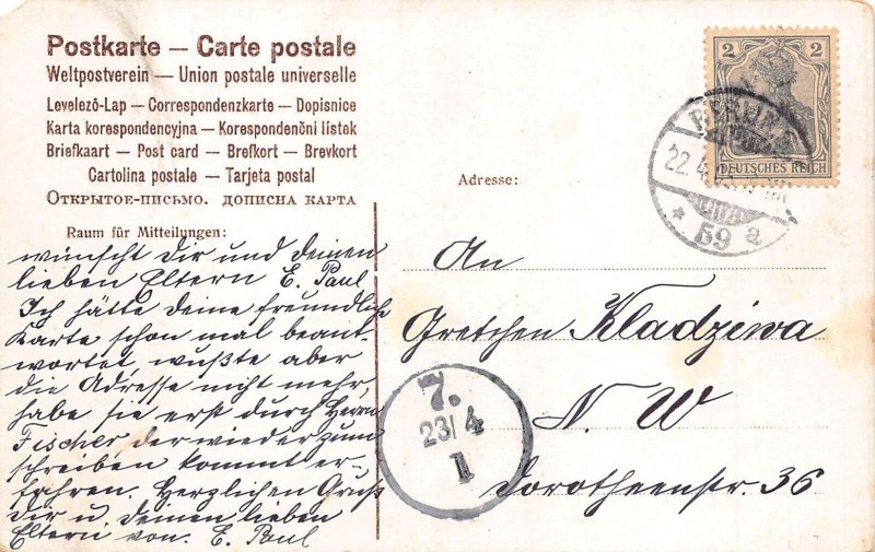 L066 Happy Easter Chicken Rabbit 1905 vintage postcard