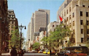 NEW YORK CITY, New York NY  FIFTH AVENUE & 50th Street Scene  60's Cars Postcard