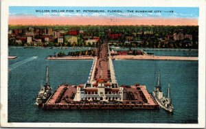 Vtg 1930s Million Dollar Pier St Petersburg Florida FL Airmail Cancel Postcard