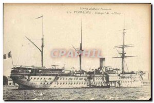 Postcard Old boat Vinh Long War 1st Class Transportation