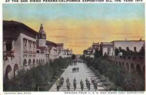 VINTAGE POSTCARD PANAMA CALIFORNIA EXPO 1915 STREET SCENES US. MARINES VISIT