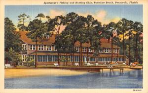 Pensacola Florida Paradise Beach Hunting Club Linen Antique Postcard K22399 