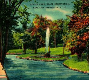 Geyser Park State Reservation Saratoga Springs New York NY Linen Postcard