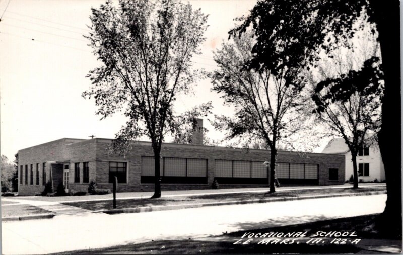 Real Photo Postcard Vocational School in Le Mars, Iowa