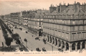 Vintage Postcard Perspective Du Jardin Des Tuileries Public Garden Paris France