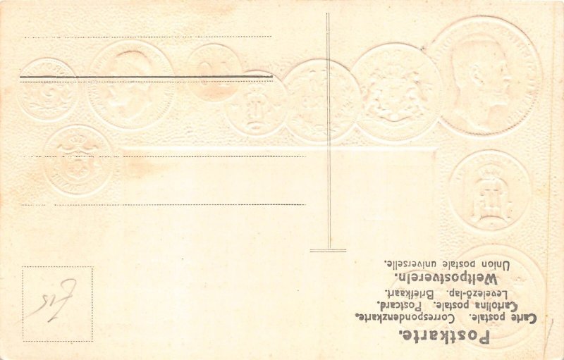 Sweden Flag Exchange Table Coins embossed coinage postcard C314