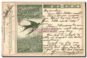 Postcard Old Stenographie Duployé Bird TOP