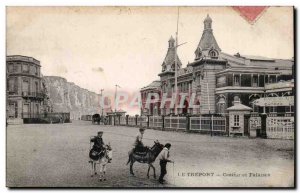 Old Postcard Treport Casino and cliffs Donkey Donkey mule