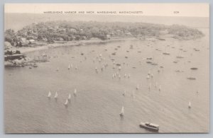State View~Air View Marblehead Harbor & Neck Marblehead MA B&W~Vintage Postcard 