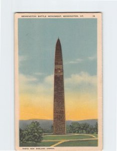 Postcard Bennington Battle Monument Bennington Vermont USA