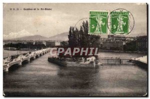 Switzerland Old Postcard Geneva and Mont Blanc