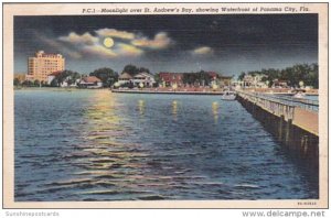 Florida Panama City Moonlight Over St Andrew's Bay 1953 Curteich