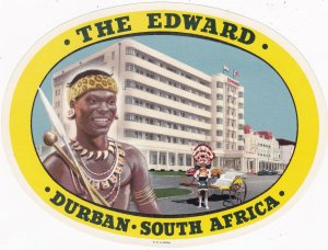 South Africa Durban The Edward Hotel Vintage Luggage Label sk3559