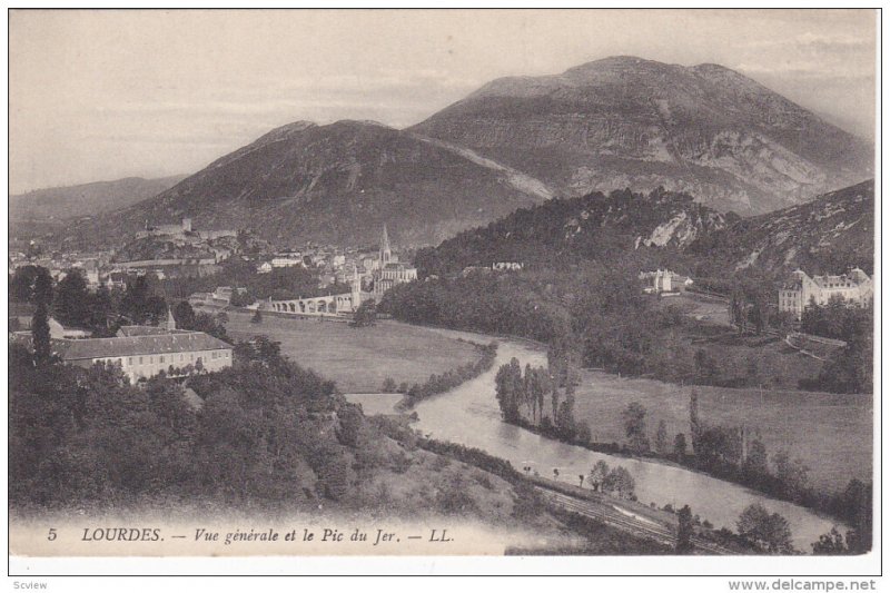 LOURDES, Hautes Pyrenees, France, 1900-1910's; Vue Generale El Le Pic Du Jer