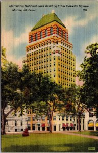 Vtg Mobile Alabama AL Merchants National Bank Building 1940s Linen View Postcard