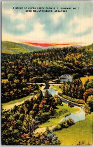 Arkansas AR, Scene of Clear Creek from US Highway, Near Mountainburg, Postcard