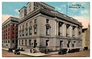 Antique Post Office, Street Scene, Old Cars, Wheeling, WV Postcard