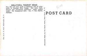 B43/ Waldorf Maryland Md Postcard c1940s Hollywell Tourist Home HWY5 Roadside