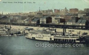 Wharf Scene St Louis, Mo, USA Steamboat, Ship Unused crease, pin hole top edge