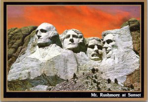 Postcard SD Mount Rushmore at Sunset