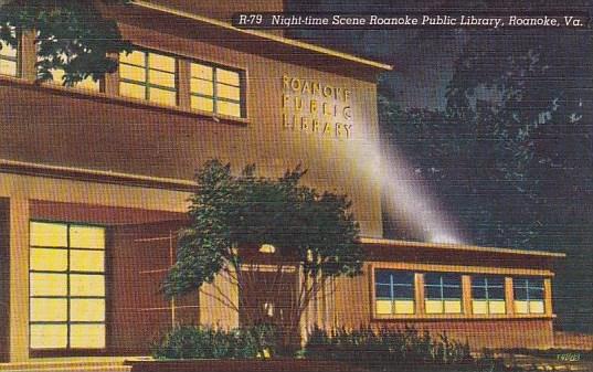 Virginia Roanoke Night Time Scene Roanoke Public Library