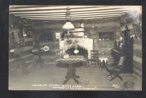 RPPC BRANSON MISSOURI SHEPHERD OF THE HILLS CABIN INTERIOR REAL PHOTO POSTCARD