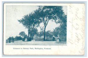 1906 Entrance to Battery Park Burlington Vermont VT PMC Posted Postcard