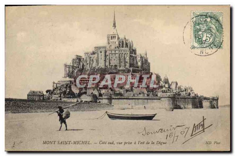 Old Postcard Mont Saint Michel Cote shooting south to the east of La Digue