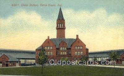 Union Station, Terre Haute, IN, Indiana, USA Train Railroad Station Depot wri...