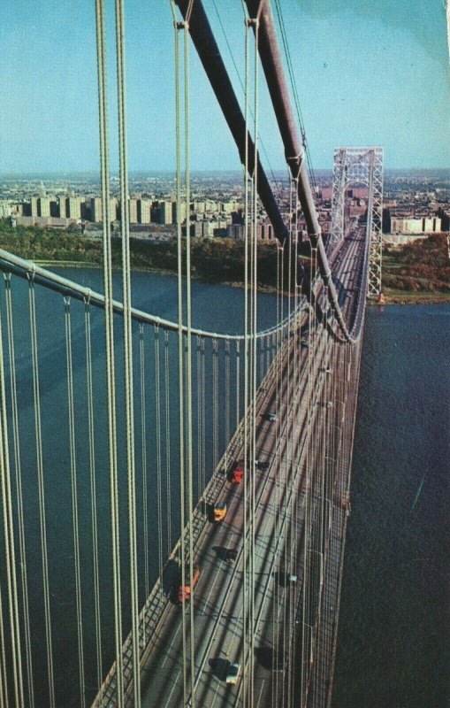 USA View From Top George Washington Bridge New York City Chrome Postcard 08.90