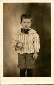 Vtg 1940 RPPC Real Photo Studio View Named Boy With Ball - Forest Shumaker 