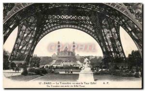 Paris Trocadero Old Postcard seen under the Eiffel Tower