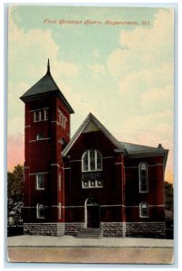 c1950's First Christian Church Building Tower Hagerstown Maryland MD Postcard