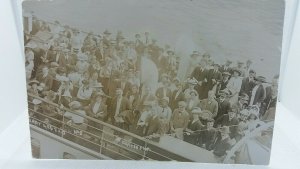 Vintage Rp Postcard Passengers on Steam Ship P S Barry at  Ilfracombe 1913 Rppc