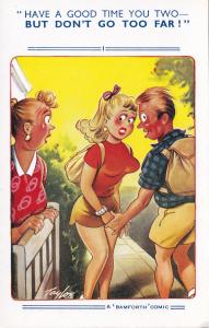 Lovers Camping Picnic Dont Go Too Far Bamforth Comic Postcard