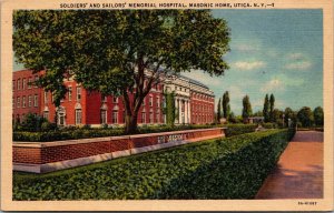 Vtg Utica NY Soldiers & Sailors Memorial Hospital Masonic Home 1930s Postcard