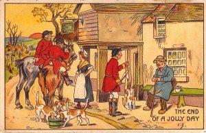 Early German Color Printing, Running of the Hounds, End of the Day, Old Postcard